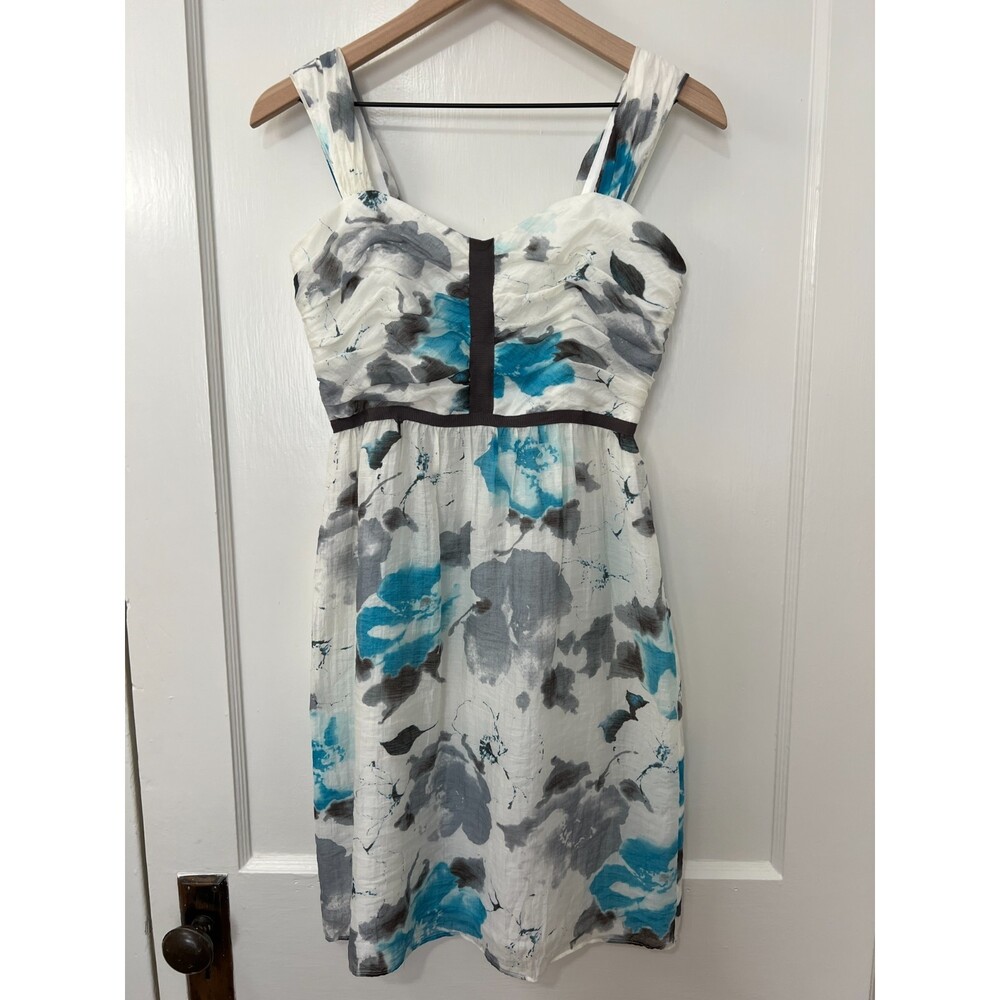 Cremieux Women's Floral Sleeveless Dress Blue White Gray Size 4